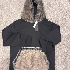 Cozy Black and Brown Hooded Sweatshirt